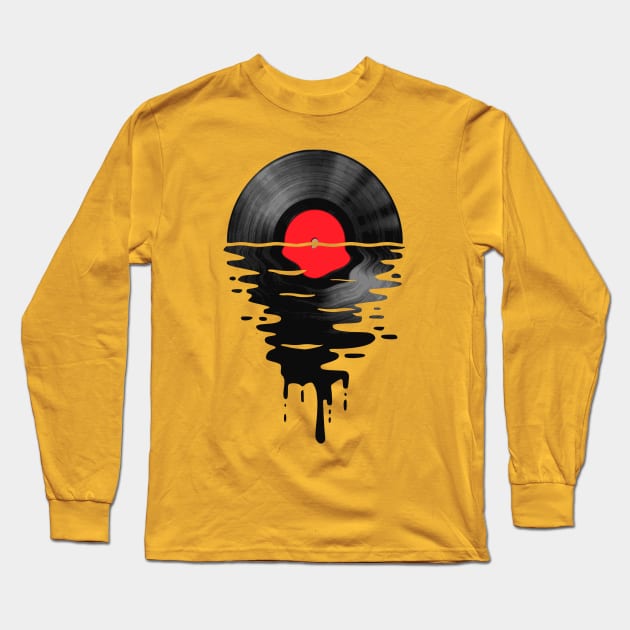 Vinyl LP Music Record Sunset Red Long Sleeve T-Shirt by Nerd_art